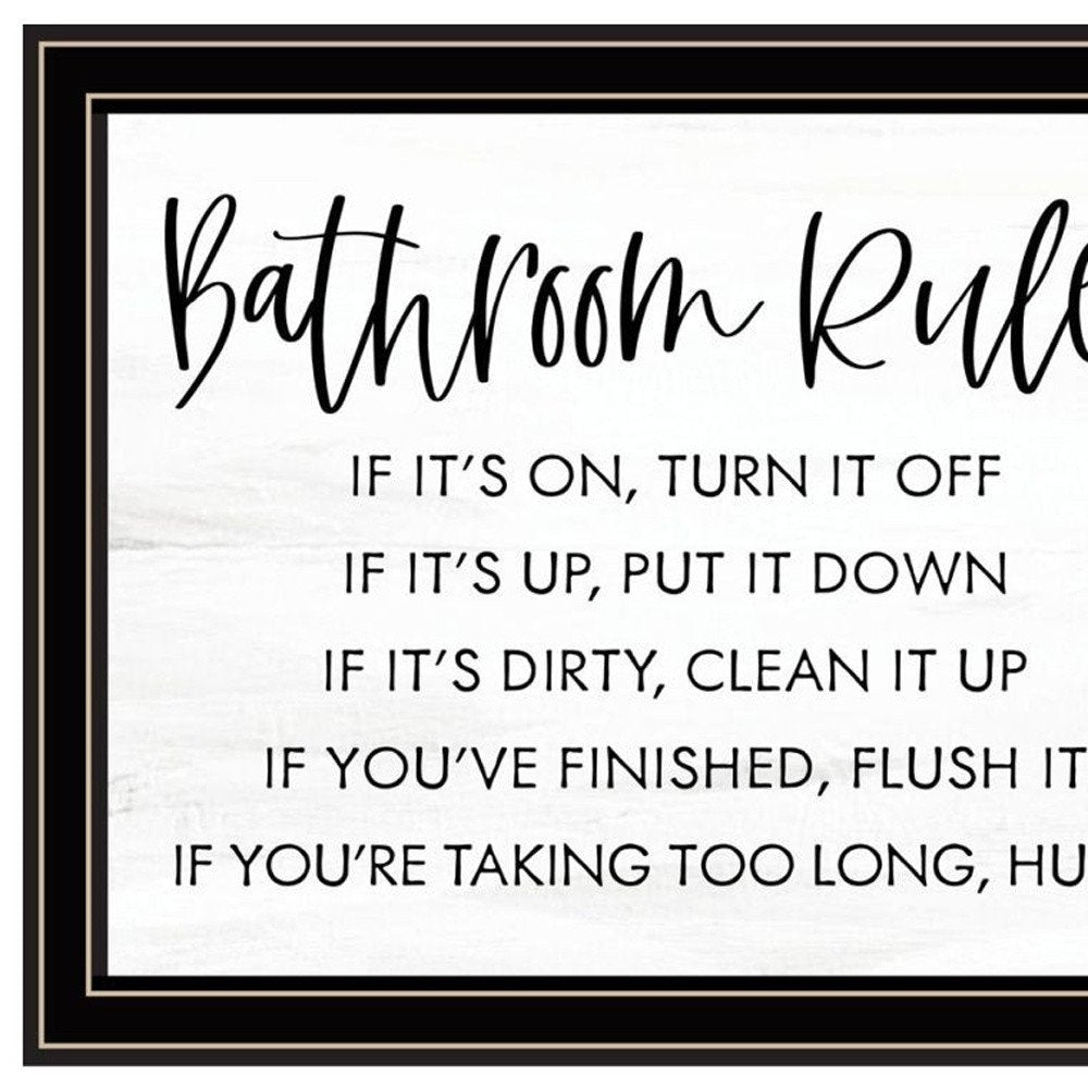 Set Of Two "Bathroom Rules" Black Framed Bathroom Wall Art HomeRoots