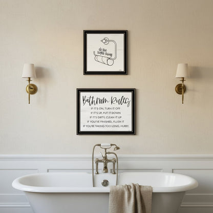 Set Of Two "Bathroom Rules" Black Framed Bathroom Wall Art HomeRoots