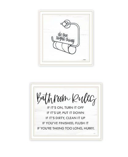 Set Of Two "Bathroom Rules" White Framed Bathroom Wall Art HomeRoots