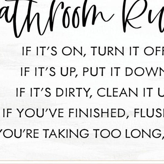 Set Of Two "Bathroom Rules" White Framed Bathroom Wall Art