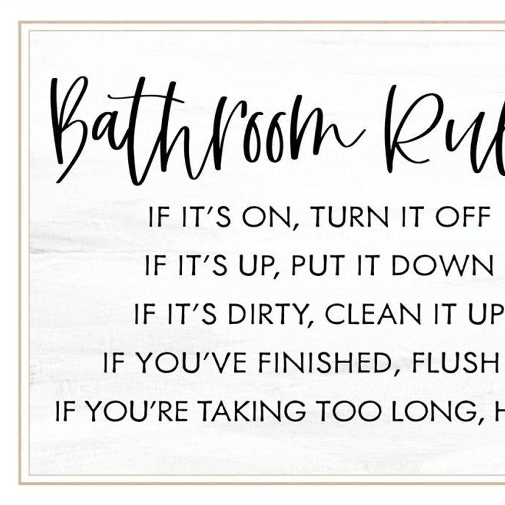 Set Of Two "Bathroom Rules" White Framed Bathroom Wall Art HomeRoots
