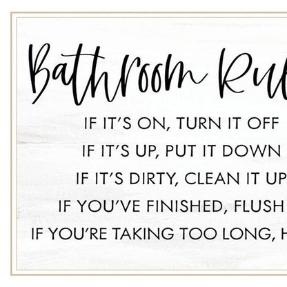 Set Of Two "Bathroom Rules" White Framed Bathroom Wall Art HomeRoots