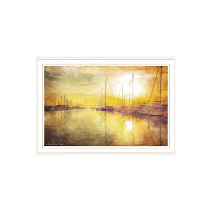 Set Of Two "Golden Solo Sailboats" White Framed Wall Art HomeRoots