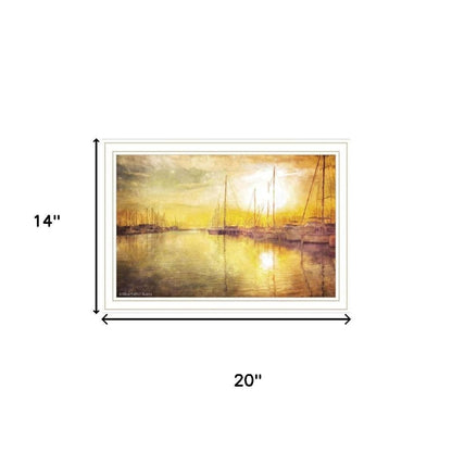 Set Of Two "Golden Solo Sailboats" White Framed Wall Art HomeRoots