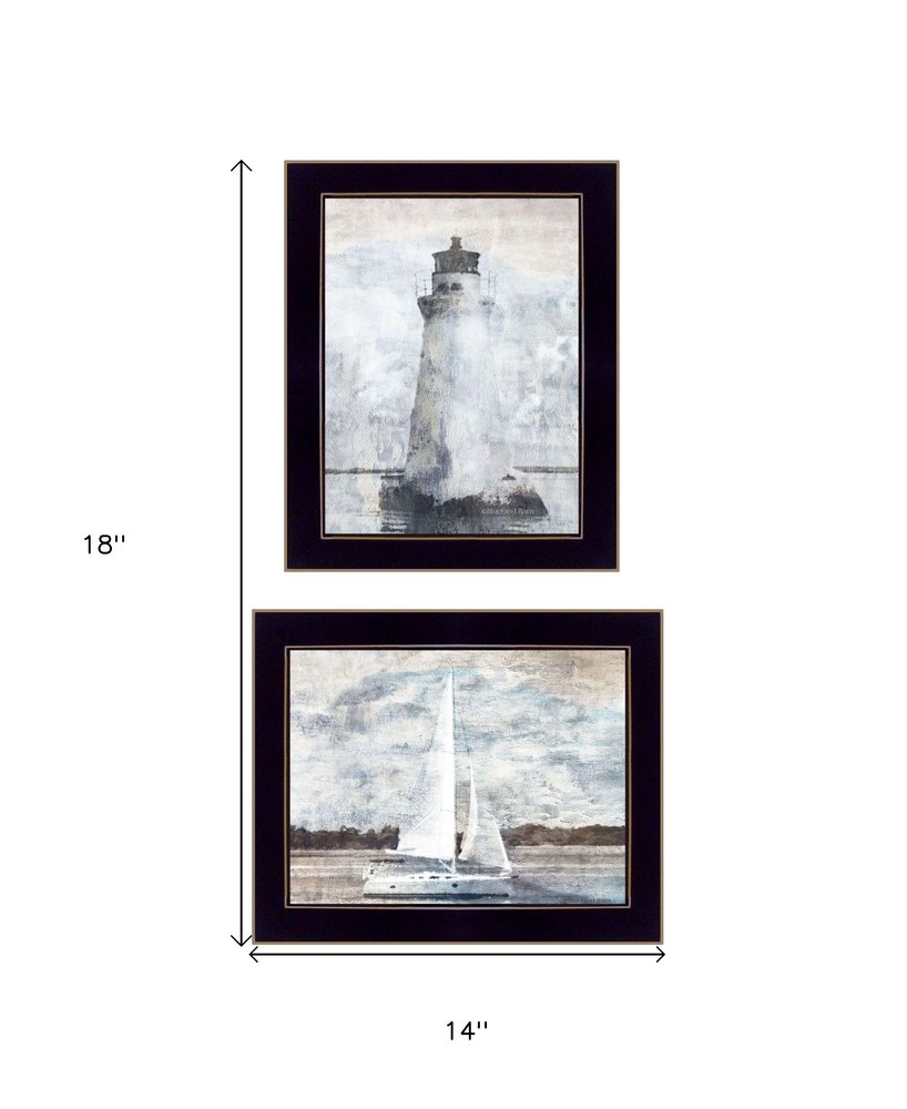 Set Of Two "The Ocean Blues" Black Framed Wall Art HomeRoots