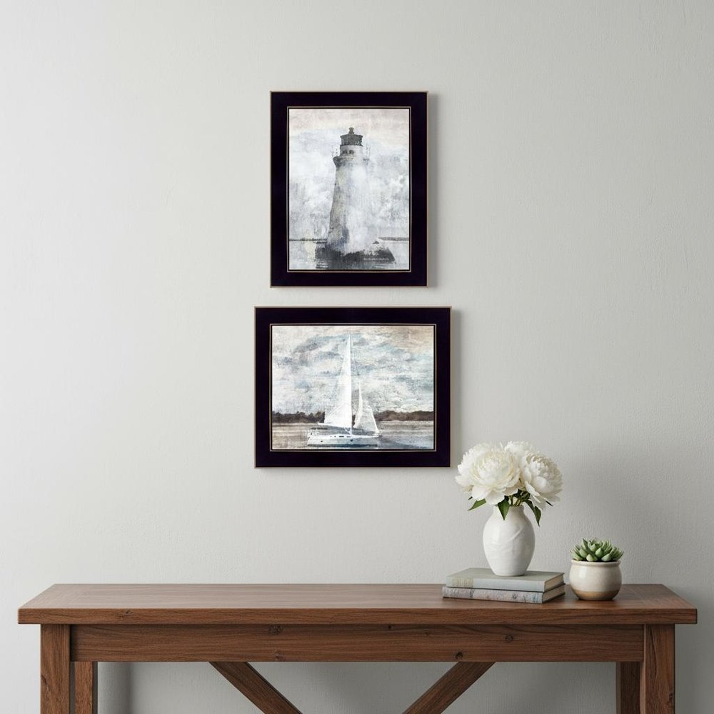 Set Of Two "The Ocean Blues" Black Framed Wall Art HomeRoots