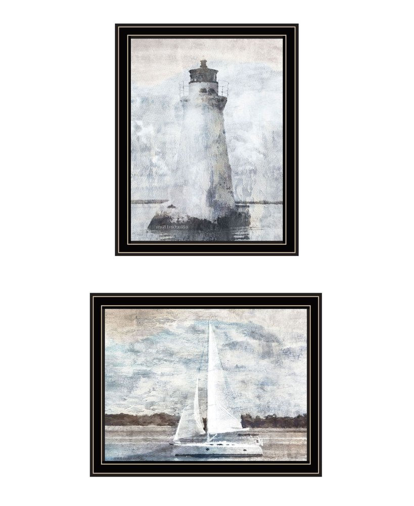 Set Of Two "The Ocean Blues" Black Framed Wall Art HomeRoots