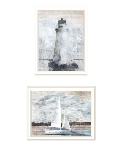 Set Of Two "The Ocean Blues" White Framed Wall Art HomeRoots
