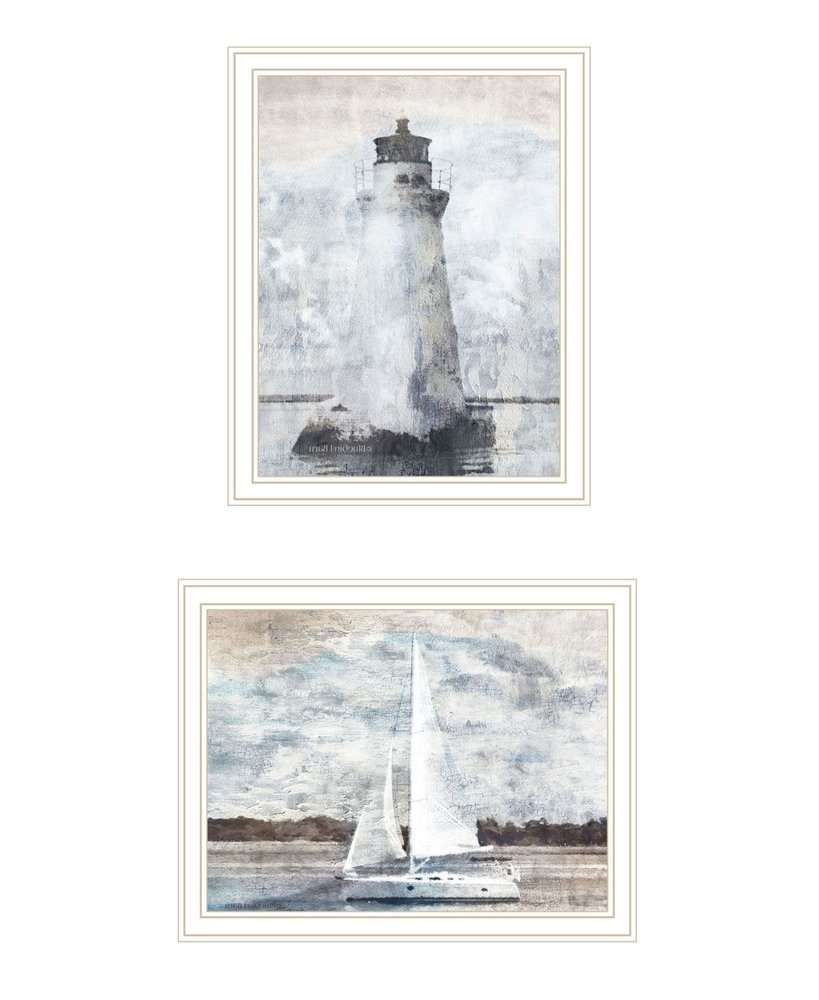 Set Of Two "The Ocean Blues" White Framed Wall Art HomeRoots
