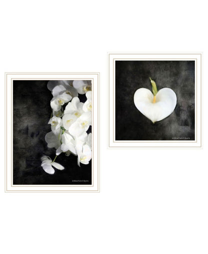 Set Of Two "Botanical Flowers " White Framed Wall Art HomeRoots
