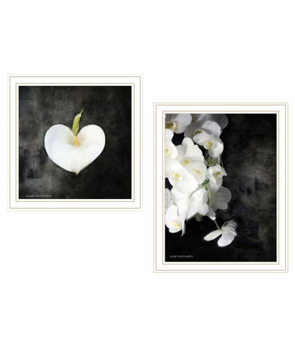 Set Of Two "Botanical Flowers " White Framed Wall Art HomeRoots