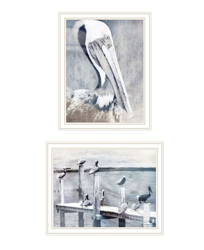 Set Of Two Pelican's on Pier White Framed Wall Art HomeRoots
