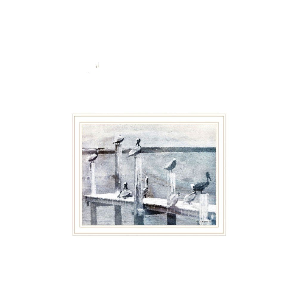 Set Of Two Pelican's on Pier White Framed Wall Art — view 5
