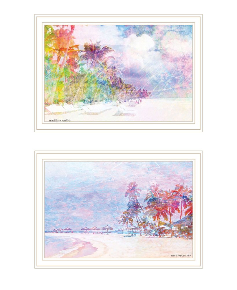 Set Of Two Rainbow Beachside White Framed Wall Art HomeRoots