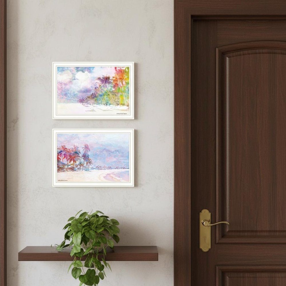 Set Of Two Rainbow Beachside White Framed Wall Art — view 4