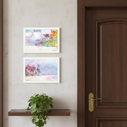 Set Of Two Rainbow Beachside White Framed Wall Art HomeRoots