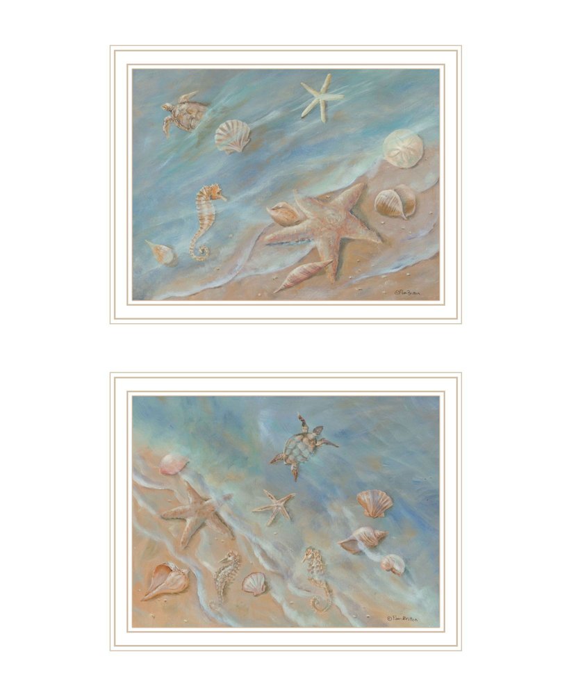 Set Of Two "Seashore Stars" White Framed Wall Art HomeRoots