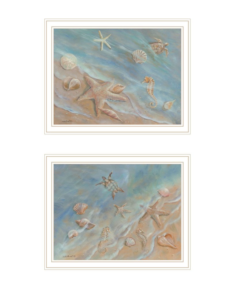 Set Of Two "Seashore Stars" White Framed Wall Art HomeRoots
