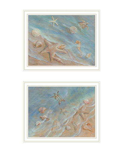 Set Of Two "Seashore Stars" White Framed Wall Art HomeRoots
