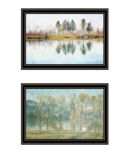 Set Of Two Peaceful Lake Reflection Black Framed Wall Art HomeRoots