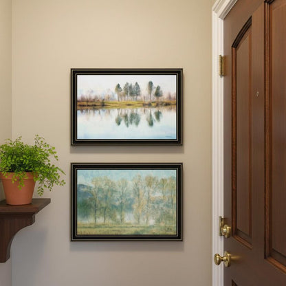 Set Of Two Peaceful Lake Reflection Black Framed Wall Art HomeRoots