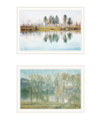 Set Of Two Peaceful Lake Reflection White Framed Wall Art HomeRoots