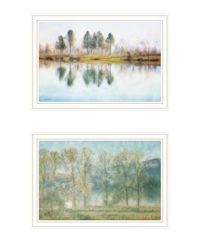 Set Of Two Peaceful Lake Reflection White Framed Wall Art HomeRoots