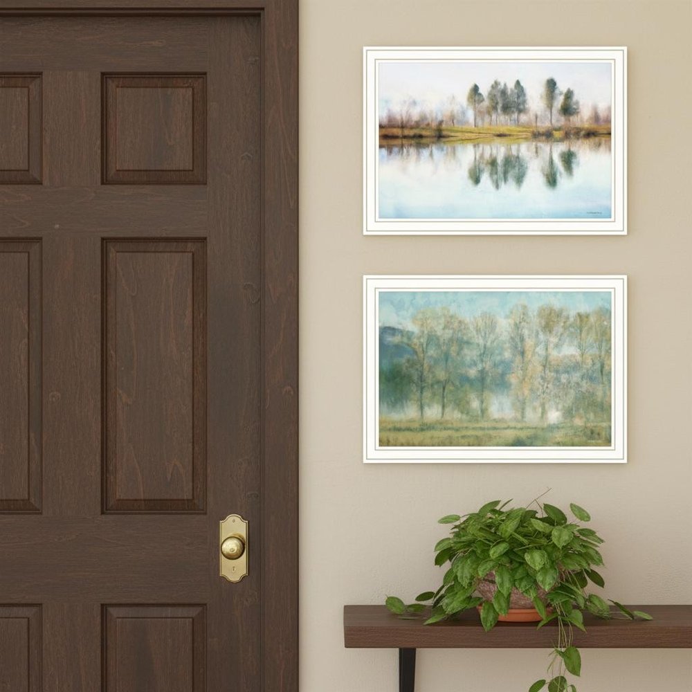 Set Of Two Peaceful Lake Reflection White Framed Wall Art HomeRoots