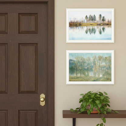 Set Of Two Peaceful Lake Reflection White Framed Wall Art HomeRoots