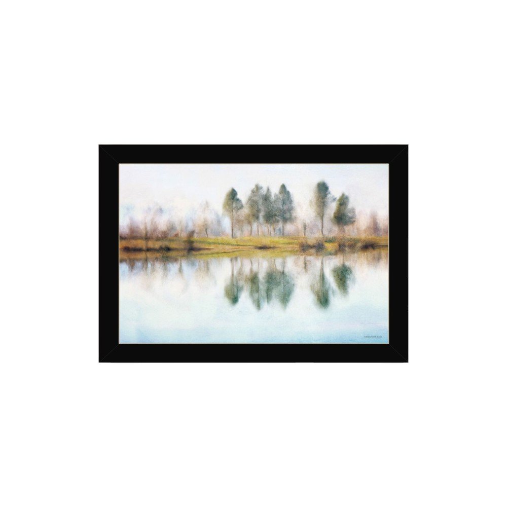 Set Of Two Peaceful Lake Reflection Black Framed Wall Art HomeRoots