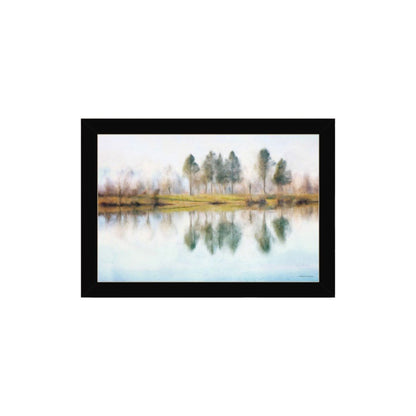 Set Of Two Peaceful Lake Reflection Black Framed Wall Art HomeRoots