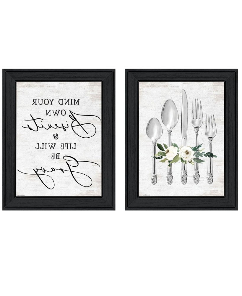 Set Of Two Ready to Dine Humor Black Framed Wall Art — view 3
