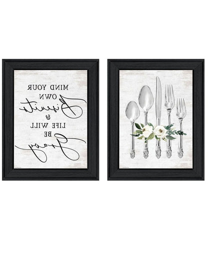 Set Of Two Ready to Dine Humor Black Framed Wall Art HomeRoots