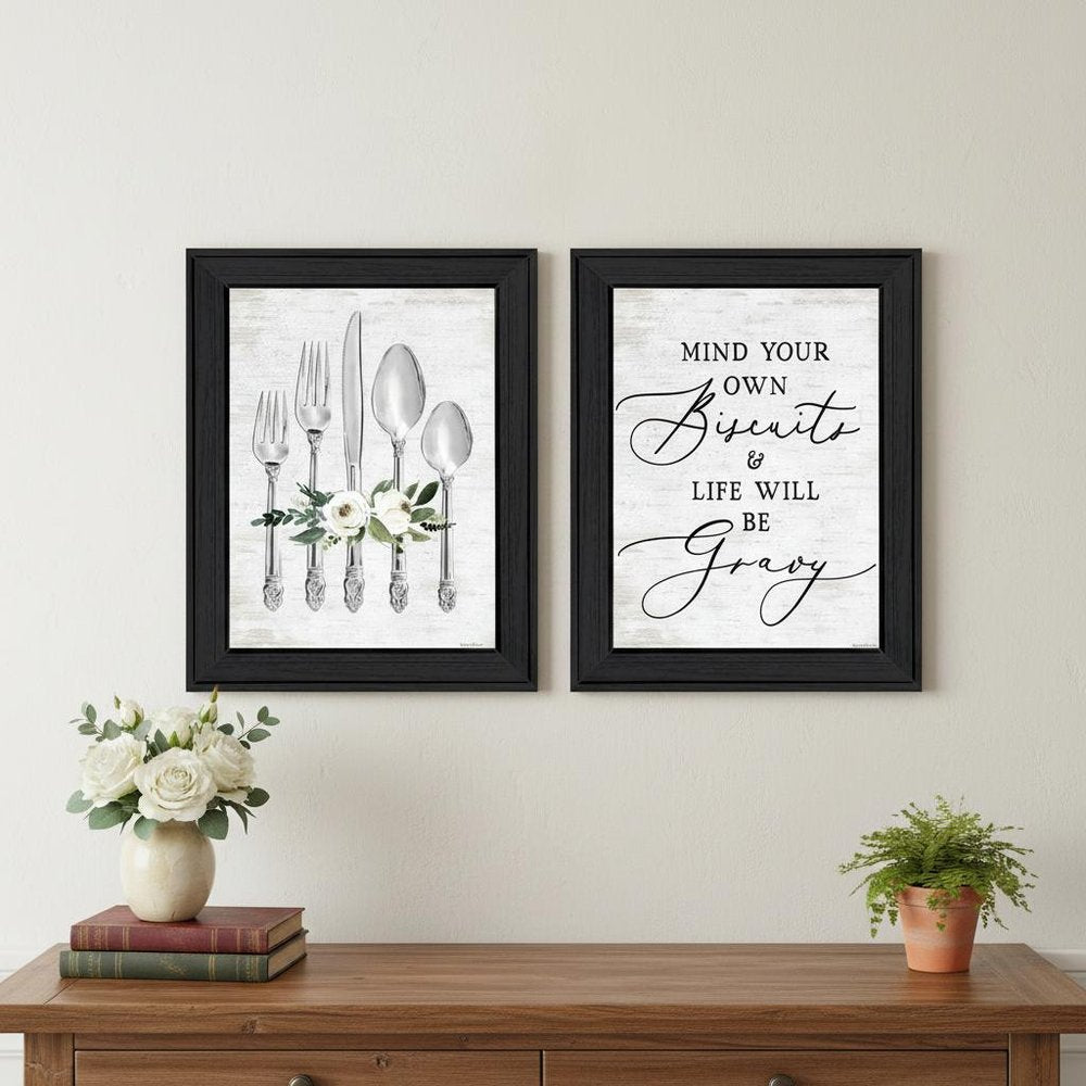 Set Of Two Ready to Dine Humor Black Framed Wall Art — view 4