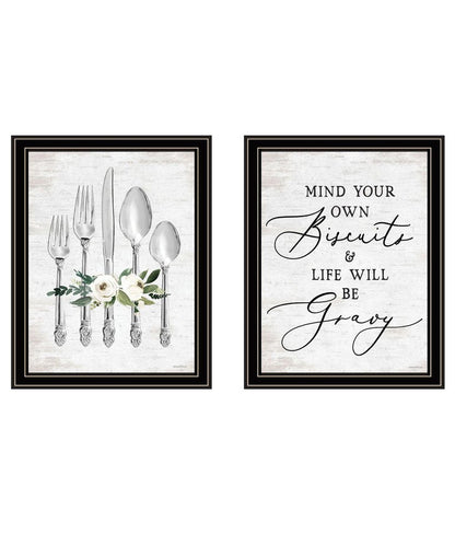 Set Of Two Ready to Dine Humor Black Framed Wall Art HomeRoots