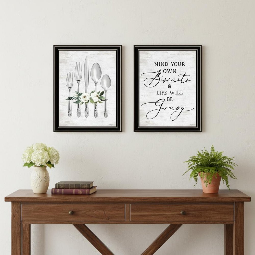 Set Of Two Ready to Dine Humor Black Framed Wall Art — view 3