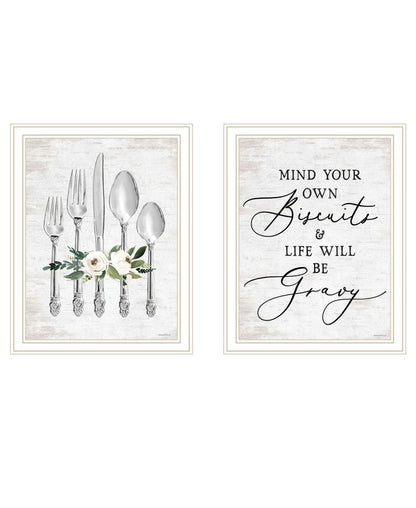 Set Of Two Ready to Dine Humor White Framed Wall Art HomeRoots
