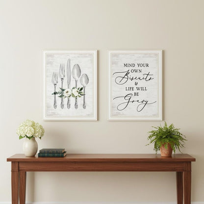 Set Of Two Ready to Dine Humor White Framed Wall Art HomeRoots