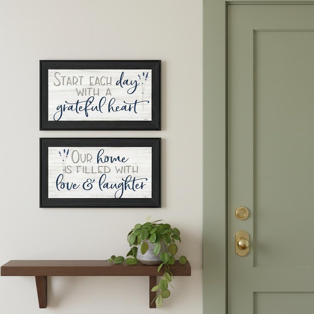 Set Of Two "Grateful Heart" Black Framed Wall Art HomeRoots