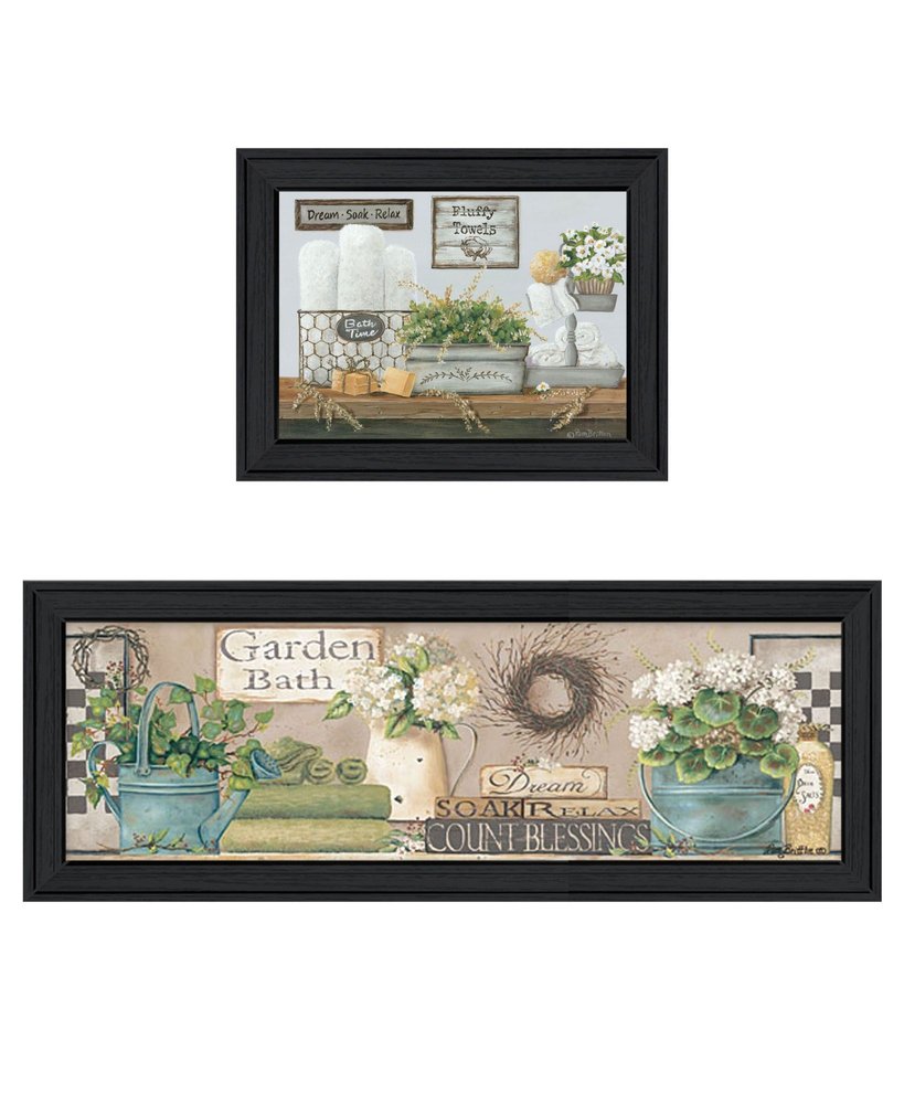 Set Of Two Bath Time-Dream And Soak and relax Black Framed Bathroom Wall Art — view 1