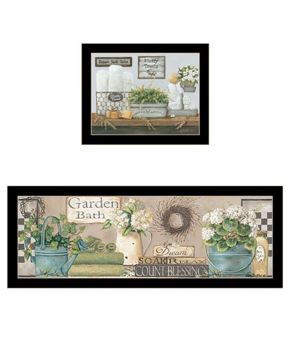 Set Of Two Bath Time-Dream And Soak and relax Black Framed Bathroom Wall Art HomeRoots
