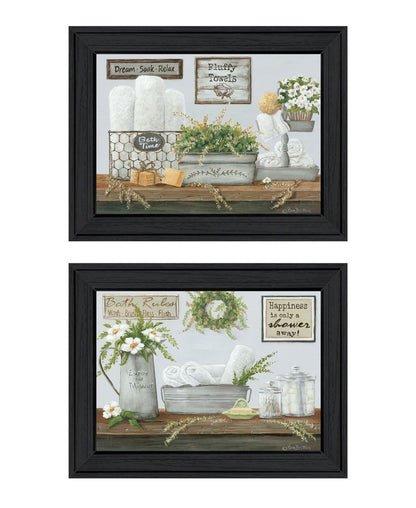 Set Of Two "Fluffy Towels" -Bathroom Decor Black Framed Bathroom Wall Art HomeRoots