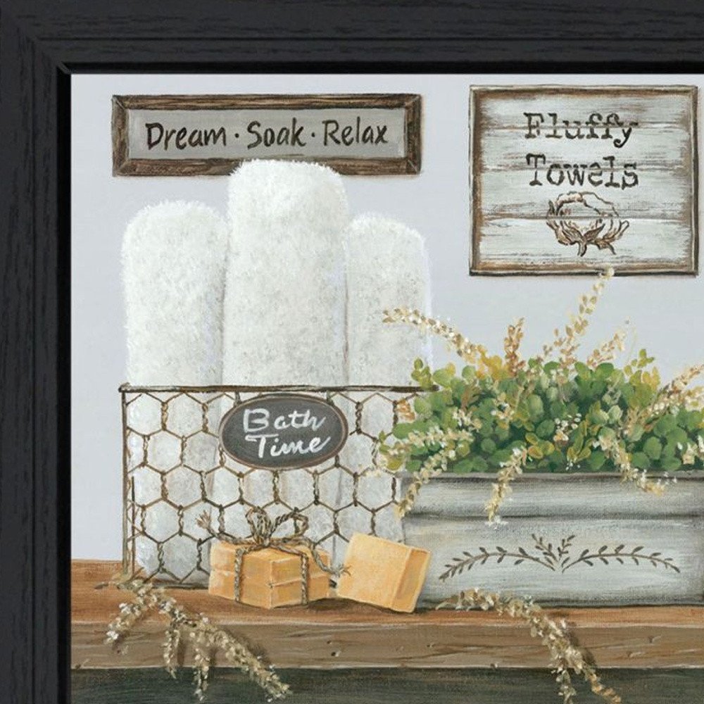 Set Of Two "Fluffy Towels" -Bathroom Decor Black Framed Bathroom Wall Art — view 2