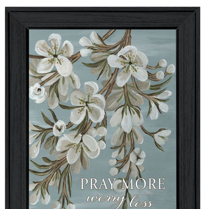 Set Of Three "Pray More And Worry Less" Black Framed Wall Art HomeRoots