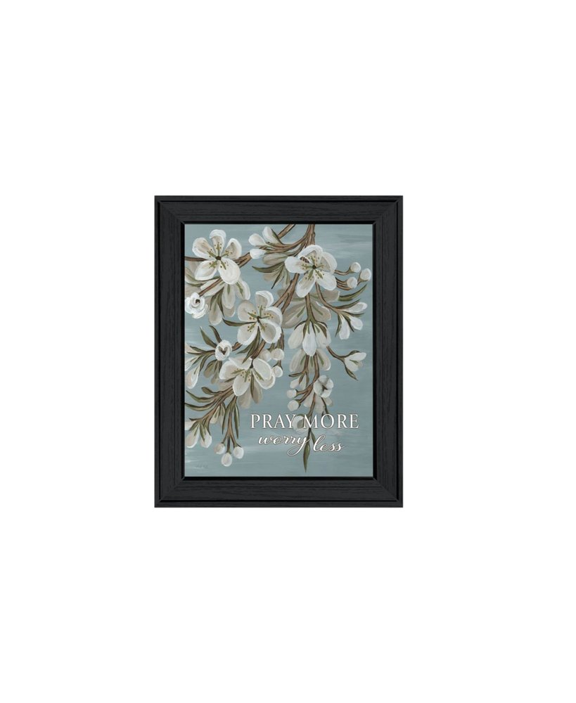 Set Of Three "Pray More And Worry Less" Black Framed Wall Art HomeRoots