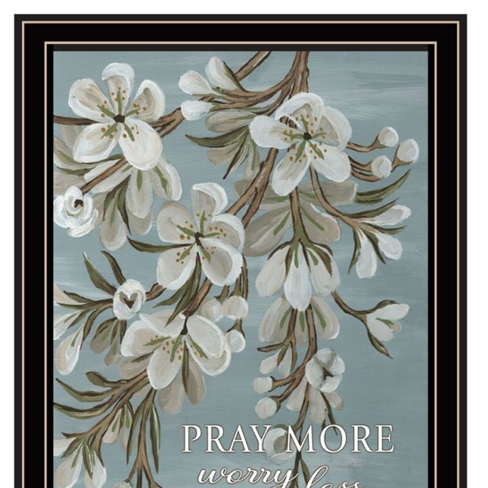 Set Of Three "Pray More And Worry Less" Black Framed Wall Art HomeRoots