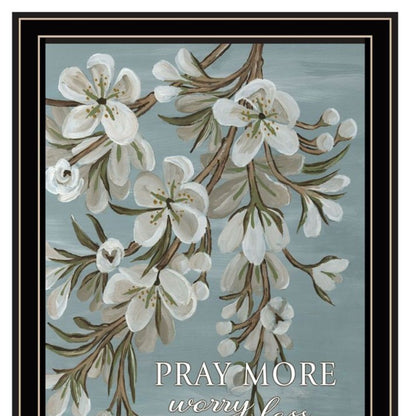 Set Of Three "Pray More And Worry Less" Black Framed Wall Art HomeRoots