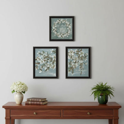 Set Of Three "Pray More And Worry Less" Black Framed Wall Art HomeRoots