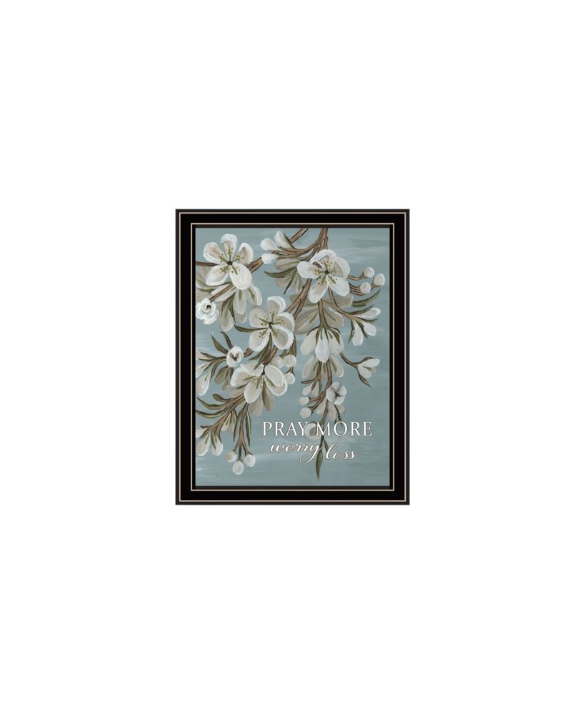 Set Of Three "Pray More And Worry Less" Black Framed Wall Art HomeRoots