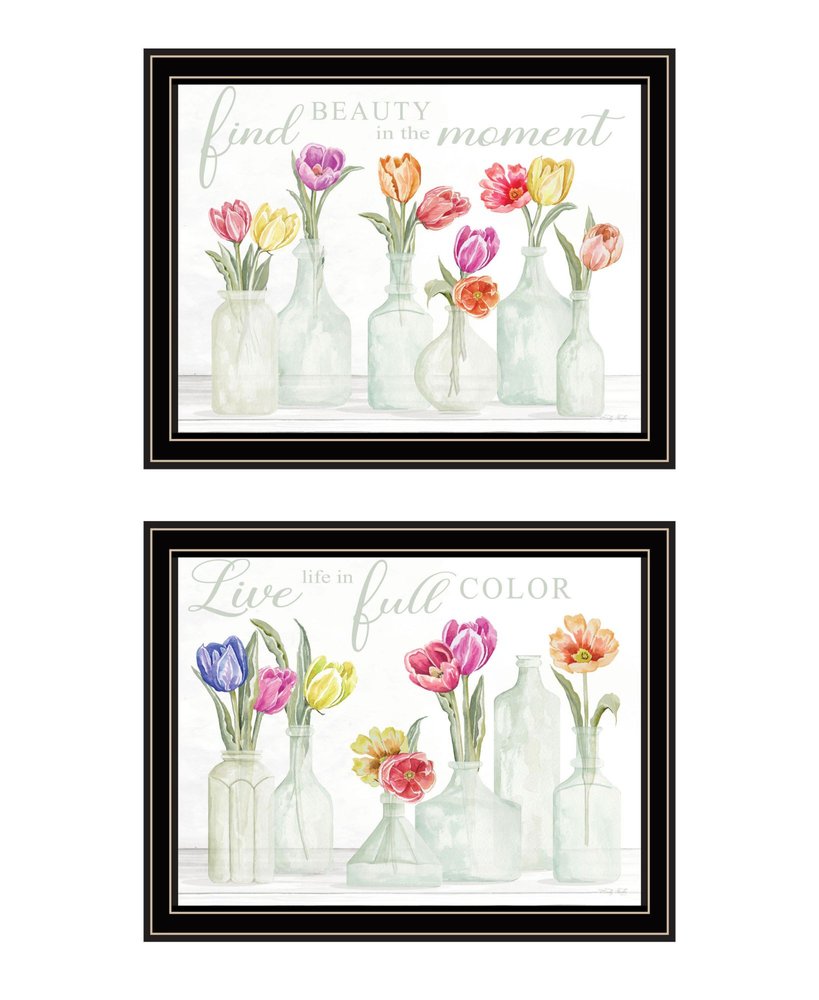 Set Of Two "Live in The Beauty of The Moment" Black Framed Wall Art — view 1